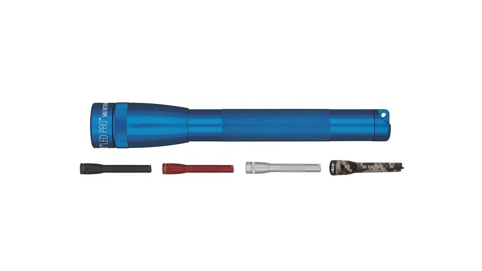 MagLite Mini Mag Pro LED Flashlight w/ 226 Lumens, Blue, Gray, Red, Silver, Universal Camo