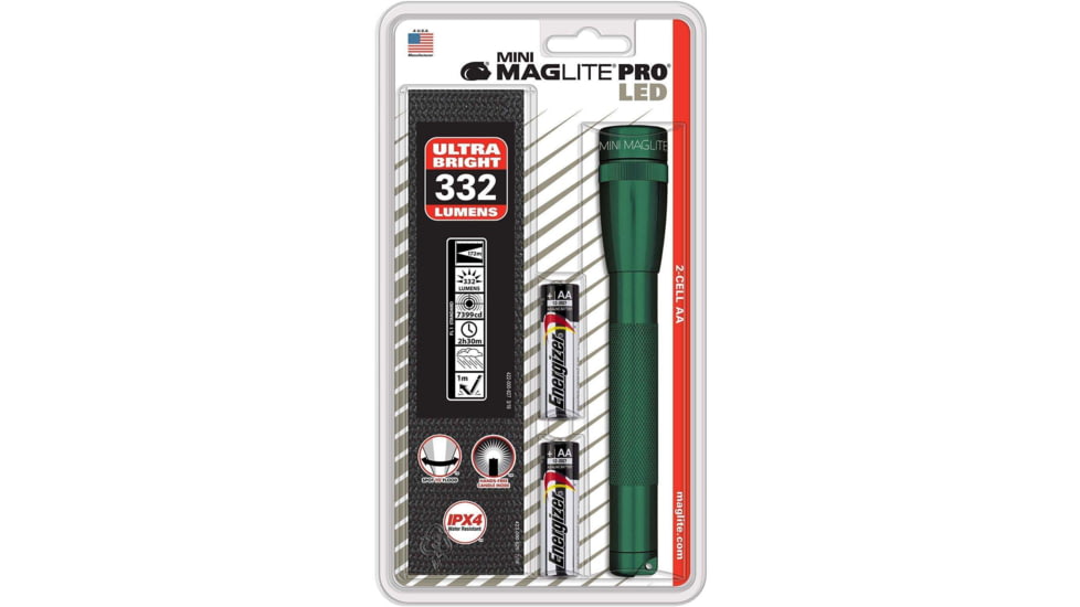 Maglite Sp2p Mini Pro 2 Aa-cell Led Flashlight W/ Holster, Green - SP2P39H