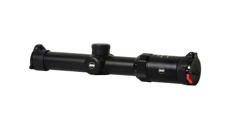 MAK Optics Makpro HD Rifle Scope, 1-6x24i, 24mm, 30mm Tube, Second Focal Plane, 4 Dot Reticle, 261602401