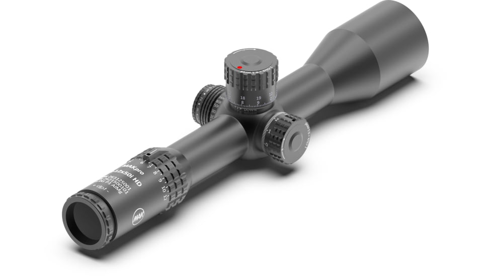 MAK Optics Makpro HD Rifle Scope, 5-25x56i, 56mm, 34mm Tube, First Focal Plane, 1 Dot Reticle, 265305601