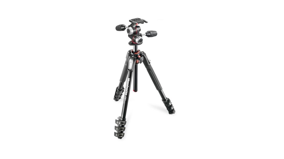 Manfrotto 190 Aluminum 4 Section Tripod w/ 3-Way Head Kit MK190XPRO4-3W