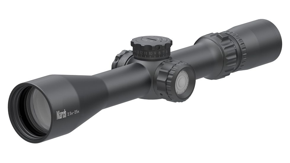 March Scopes 2.5X-25X42, Tactical Turret Rifle Scope, Mtr-4 Reticle, With Illumination, Black, NSN None, D25V42TI-MTR-4
