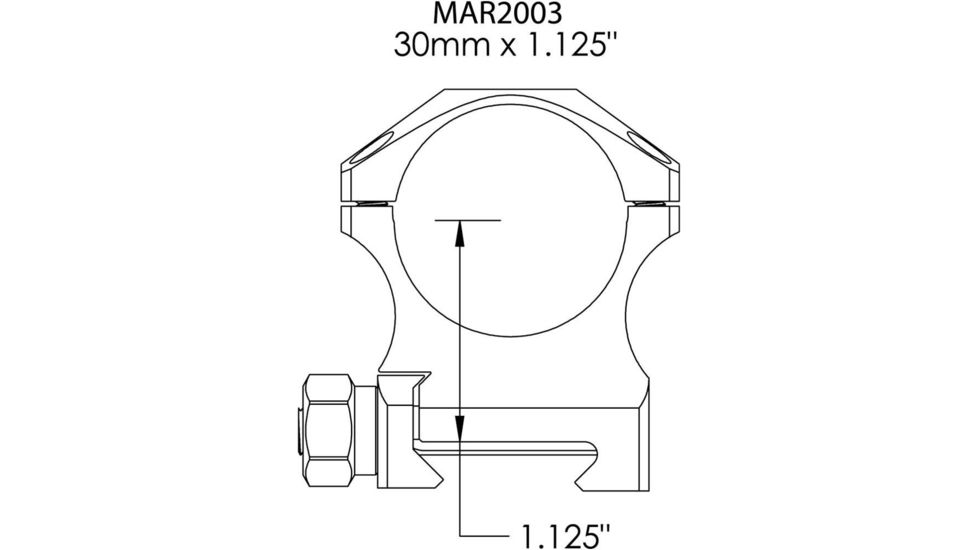 Rifle Scope Rings 30mm 1.125", Black