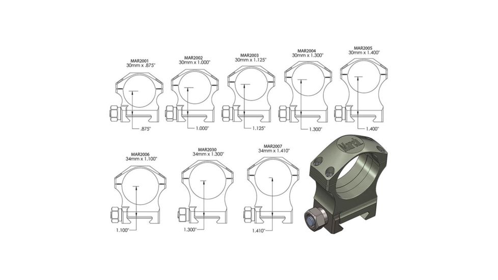 Rifle Scope Rings 30mm 1.125", Black