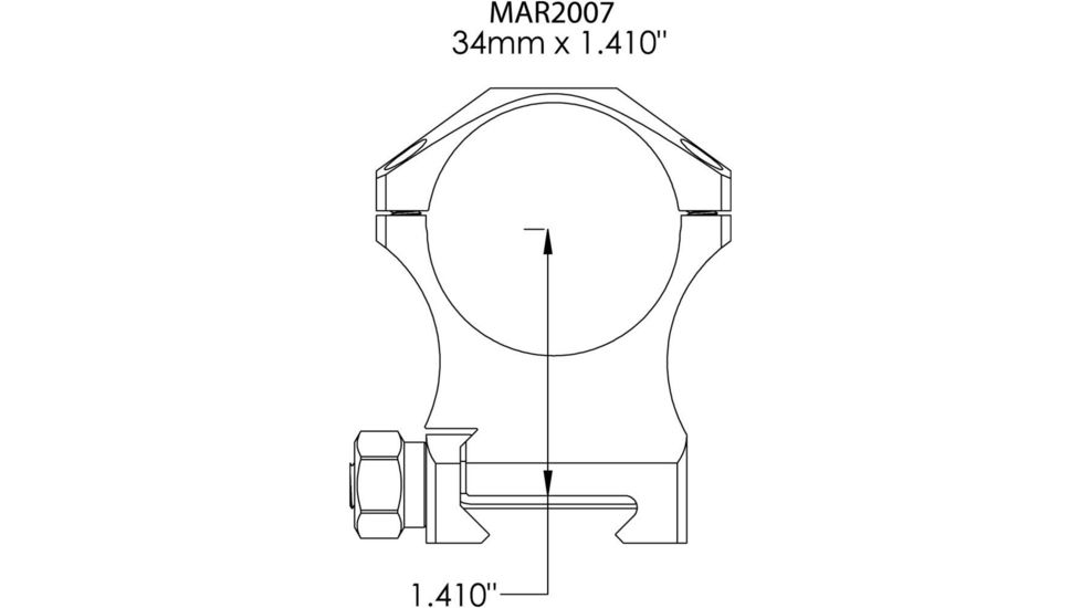 Rifle Scope Rings 34mm 1.410", Black