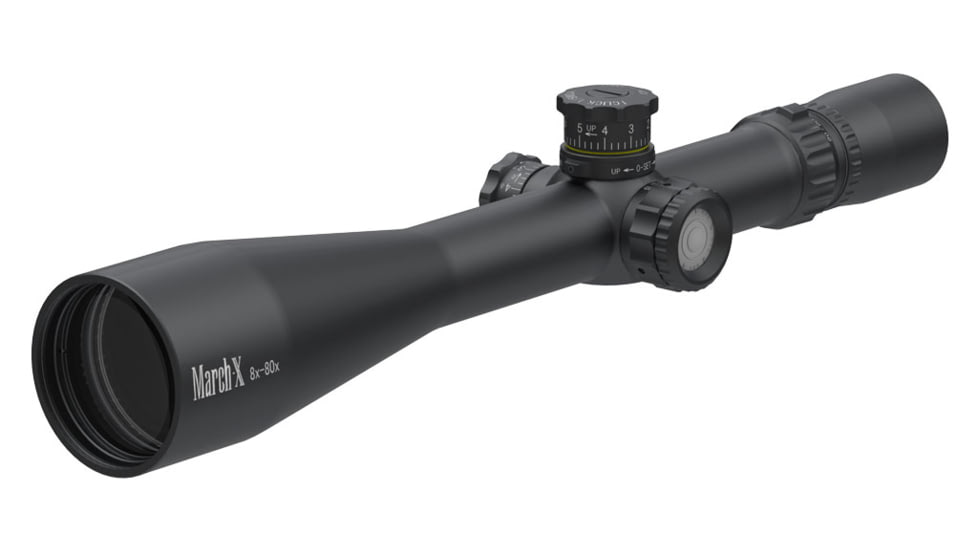 March Scopes 8-80X56mm Tactical Turret Rifle Scope, 34mm Tube, SFP, MTR-3 Reticle, with Illumination, Black, NSN None, D80V56TI MTR-3 Reticle