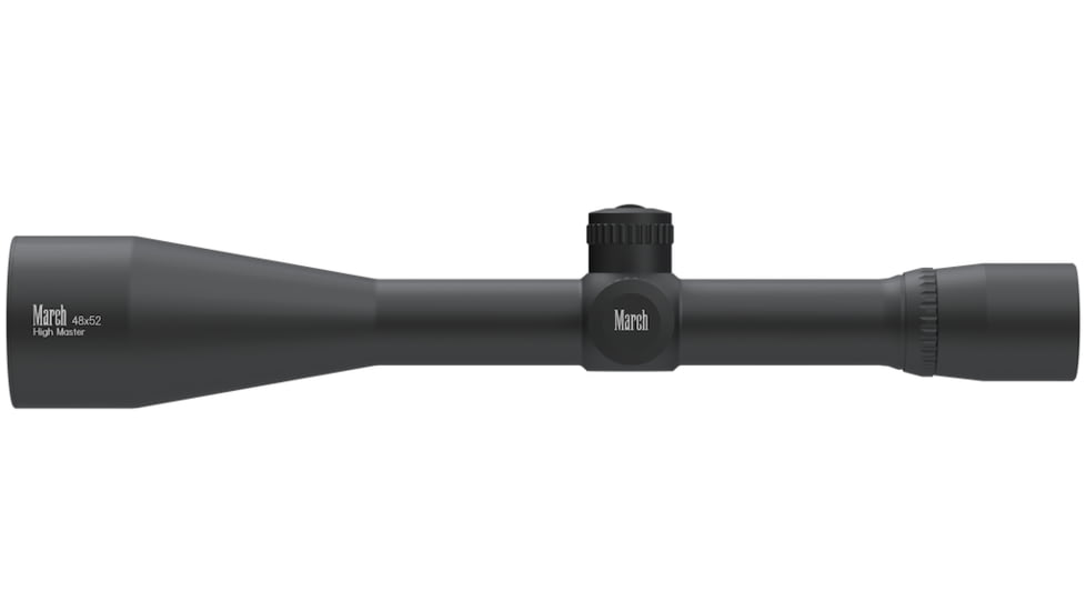 March Scopes High Master 48x52mm Normal Turret Rifle Scope, 30mm Tube, 3/32 MOA Dot Reticle, Black, NSN None, D48F52 3/32MOA Dot Reticle