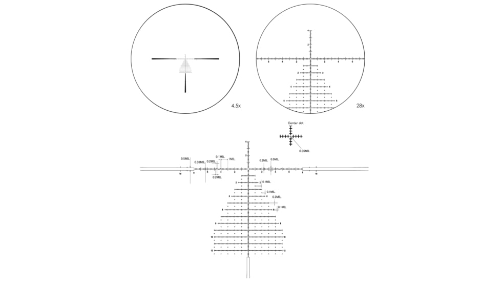 March Scopes Rifle Scope, 4.5-28x52mm, FFP, FML-PDK Reticle, Shuriken Lock Turrets, Black, D28