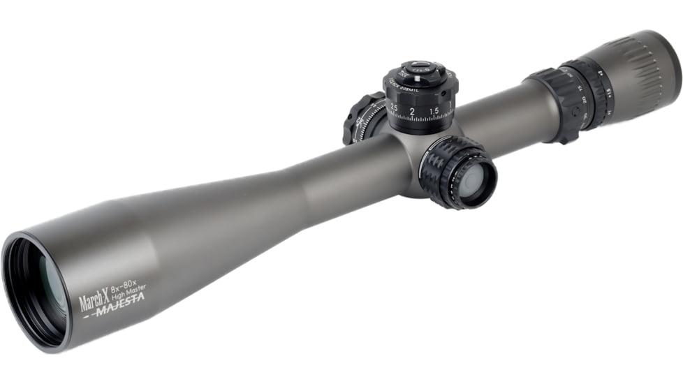 March Scopes SFP MIL High Master Wide Angle Majesta 8-80x56mm Riflescope, W-Dot Reticle, Dark Grey, D80HV56WGRW-Dot