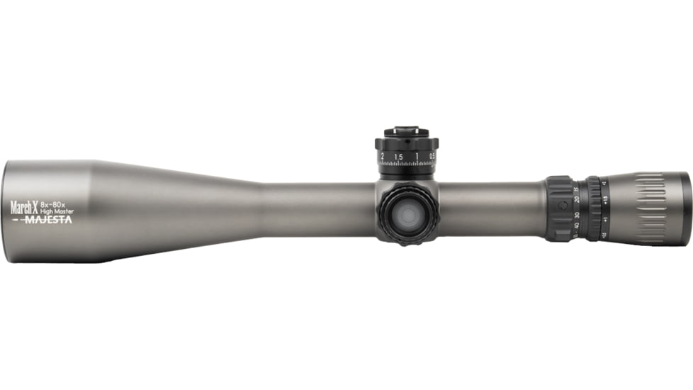 March Scopes SFP MIL High Master Wide Angle Majesta 8-80x56mm Riflescope, W-Dot Reticle, Dark Grey, D80HV56WGRW-Dot