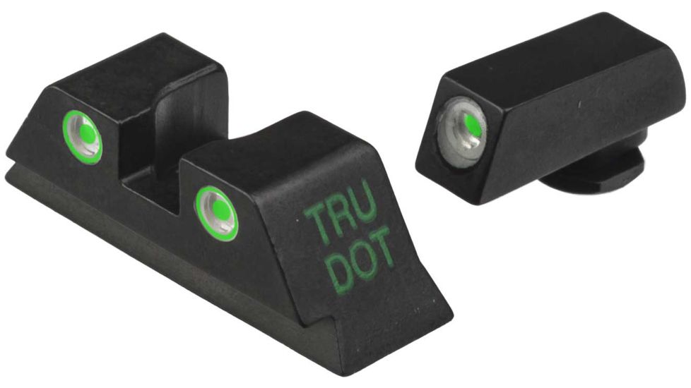 Meprolight Tru-Dot Night Sight Set for Glock 10mm &amp; 45 ACP, Green Front/Rear, 10222