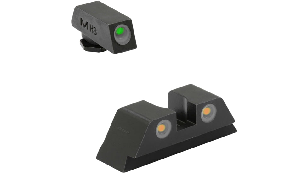 Meprolight Tru-Dot Night Sight Set for Glock 9mm, .357 Sig, .40 S&amp;W, &amp; .45 GAP, Green Front/Orange Rear, ML10224O, 102243301