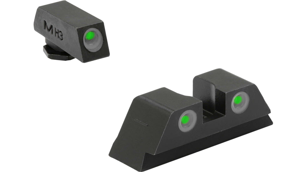 Meprolight Tru-Dot Night Sight Set for Glock 9mm, .357 Sig, .40 S&amp;W, &amp; .45 GAP, Green Front/Rear, 10224, 102243101