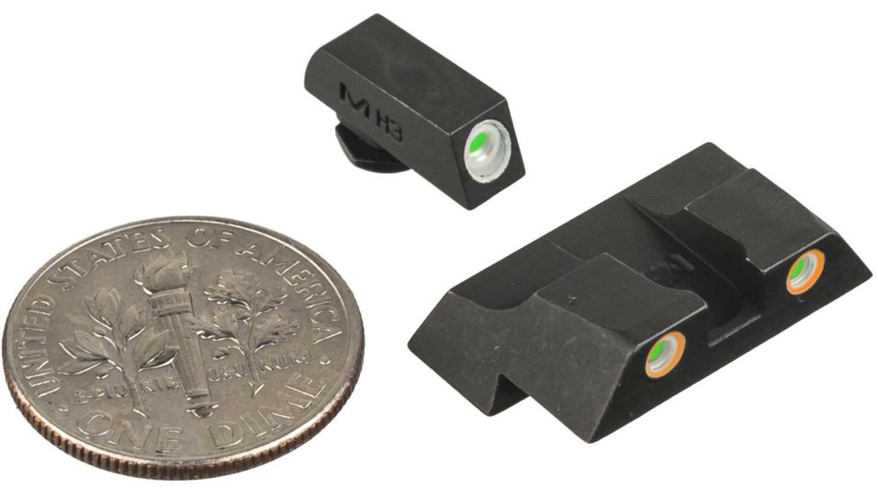 Meprolight Tru-Dot Night Sight Set for Glock G26 &amp; G27, Green Front/Orange Rear, 10226O