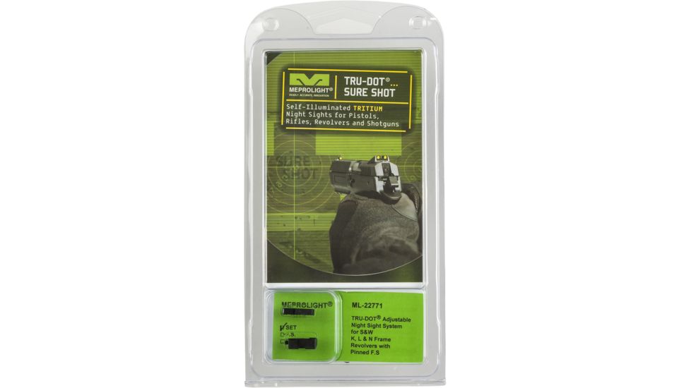 Meprolight Tru-Dot Night Sight Set for S&amp;W K, L &amp; N Revolvers w/Pinned front/Adj. rear, ML22771G
