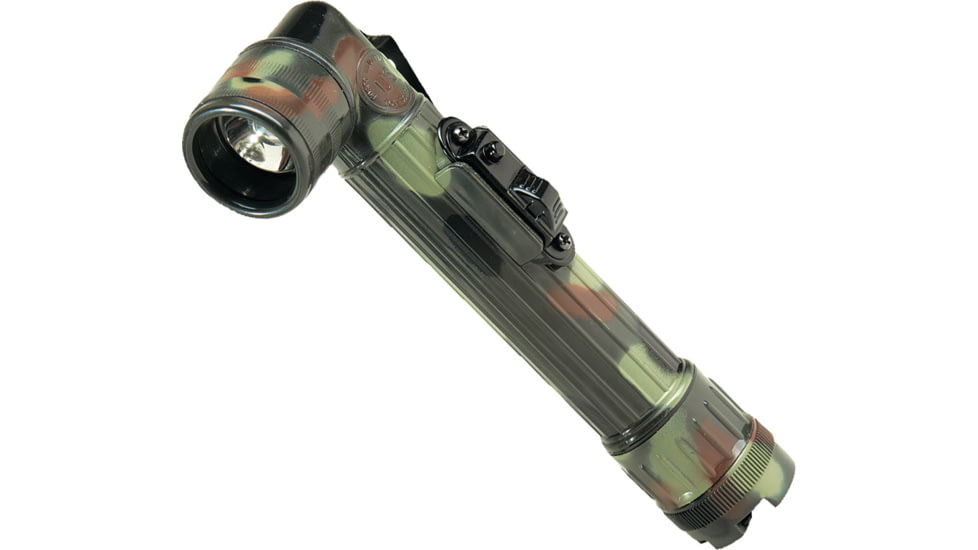 MIL-TEC Small Anglehead LED Flashlight, 2AA, White, Flecktarn Camo, Small, 15143021