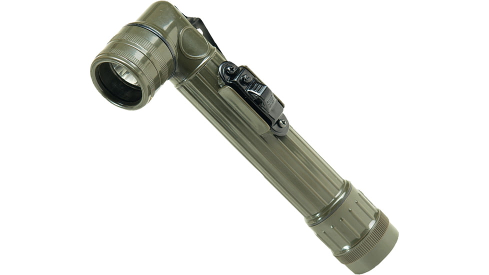 MIL-TEC Medium Anglehead LED Flashlight, 2C, White, OD Green, Medium, 15143101