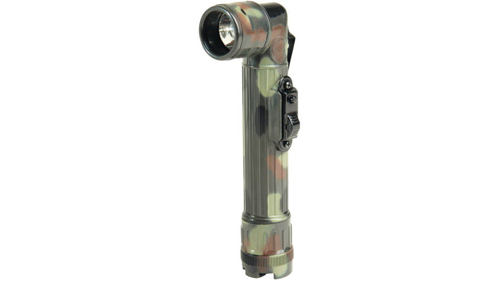 MIL-TEC Large LED Anglehead Flashlight, 2D, White, Flecktarn Camo, Large, 15143221