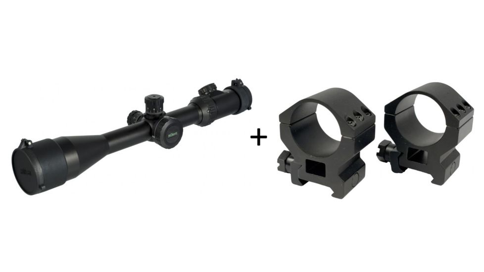 Millett 4-16x50 Tactical Rifle Scope, Matte Black w/ Illuminated Mil-Dot Bar Reticle BK81001 w/ Millett 30mm Tactical Detachable Ring, Medium, Matte Black DT00715