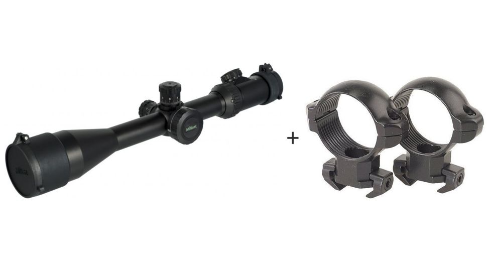 Millett 4-16x50 Tactical Rifle Scope, Matte Black w/ Illuminated Mil-Dot Bar Reticle, BK81001 w/ Millet Angle-Loc Weaver Style Smooth 30mm Rings AL00717