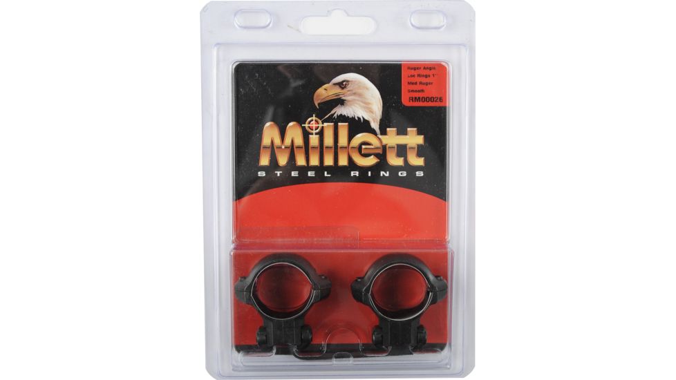 Millett Angle-Loc Windage Adjustable Weaver Style Rifle Scope Rings, 1in, Ruger 10/22+96/22 Fits Factory Base, Medium, Smooth 