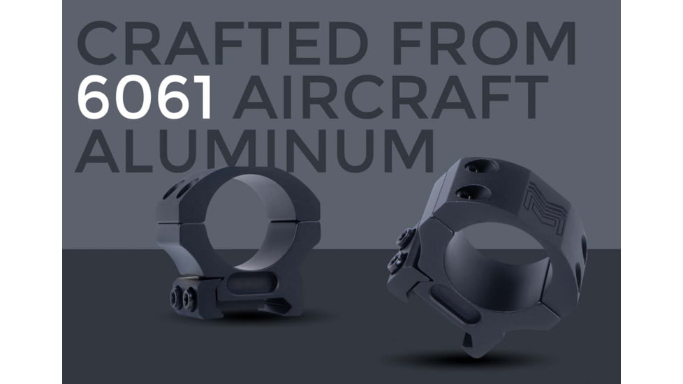 Monstrum 1in Precision Picatinny Scope Rings w/Level Bubble, 1in, Black, SR-1LB-P100