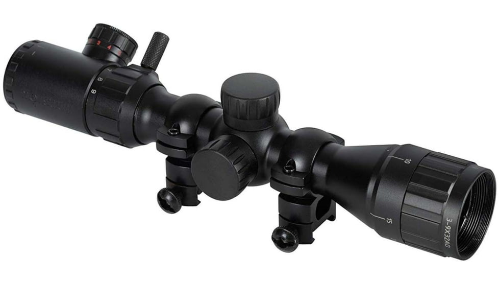 Monstrum 3-9x32 AO Rifle Scope with Illuminated Range Finder Reticle and Parallax Adjustment, Black, S3932-AO-B