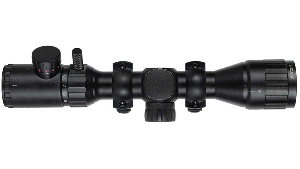 Monstrum 3-9x32 AO Rifle Scope with Illuminated Range Finder Reticle and Parallax Adjustment, Black, S3932-AO-B