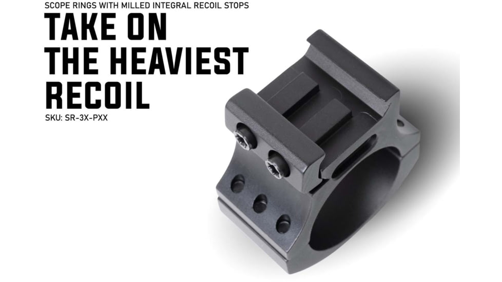 Monstrum 30mm Precision Picatinny V2 Scope Rings w/Level Bubble, 1 in, Black, SR-3XLB-P100