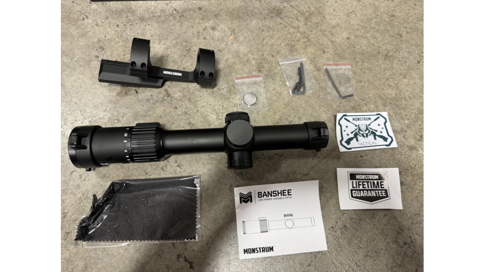 Monstrum Banshee ED 1-10x24mm LPVO 30mm Rifle Scope w/Offset Scope Mount, Second Focal Plane