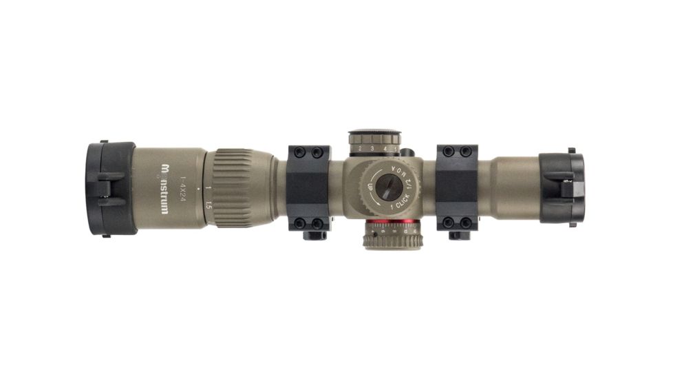 Monstrum G2 1-4x24mm Rifle Scope, 30mm Tube, FFP, Illuminated Rangefinder Reticle, Adjustable Objective, Flat Dark Earth G2-TFFPS1424-R