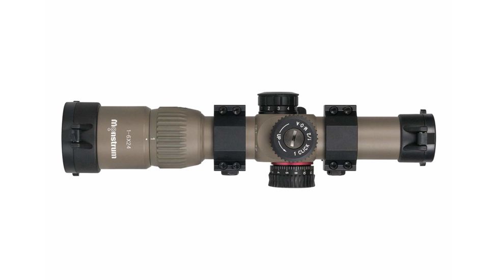 Monstrum G2 1-6x24mm Rifle Scope, 30mm Tube, FFP, Illuminated Rangefinder Reticle, Adjustable Objective, Flat Dark Earth G2-TFFPS1624-R