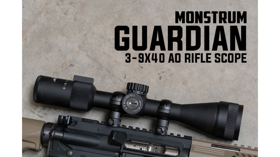 Monstrum Guardian AO Rifle Scope, 3-9x40mm, 1 inch Tube, Second Focal Plane, Crosshair Reticle, Black, SG3940AO-B