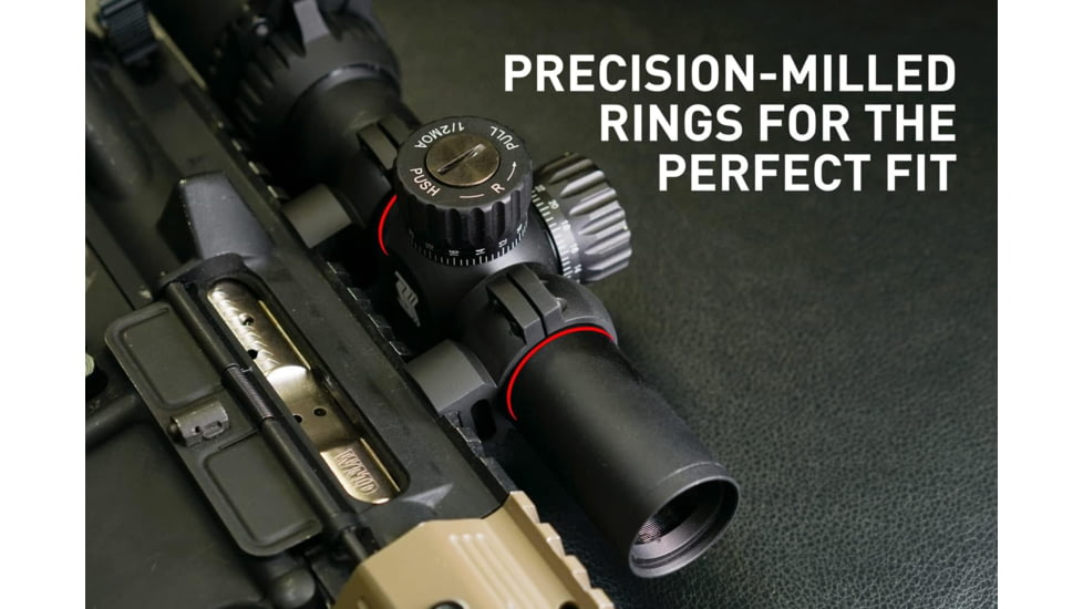 Monstrum Predator Series 7075-T6 Hard-Anodized Aluminum Scope Rings, Picatinny Base, 30 mm, Low Profile, Black, ZR33L-B