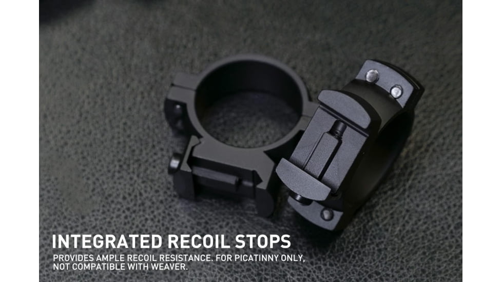 Monstrum Predator Series 7075-T6 Hard-Anodized Aluminum Scope Rings, Picatinny Base, 30 mm, Low Profile, Black, ZR33L-B