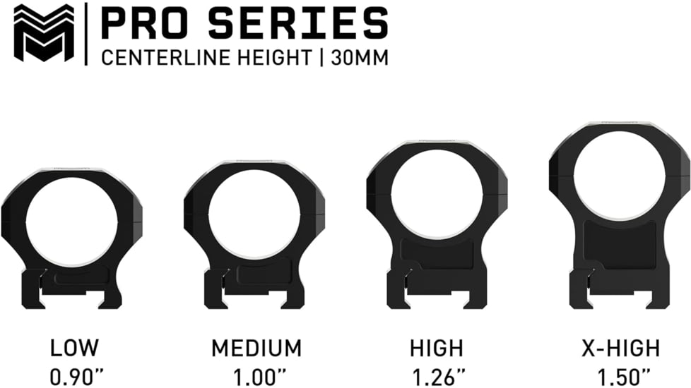 Monstrum Pro Series 7075 Aluminum Scope Rings, 30mm, High Profile, Black, ZS305H