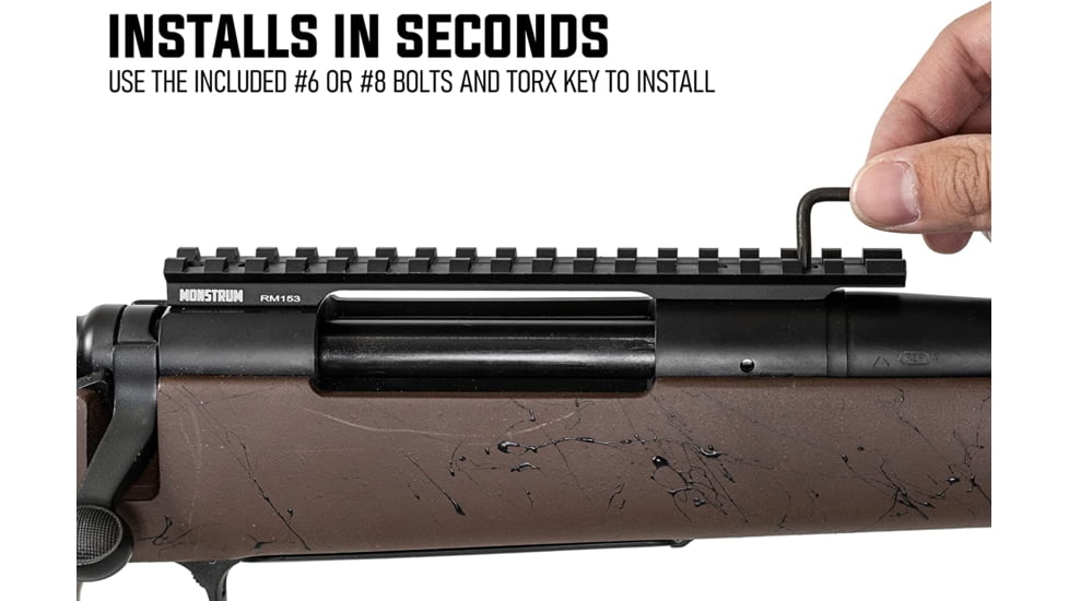 Monstrum Remington 700 Long Action 17-Slot Picatinny Rail, 20 MOA, Black, RM153-20