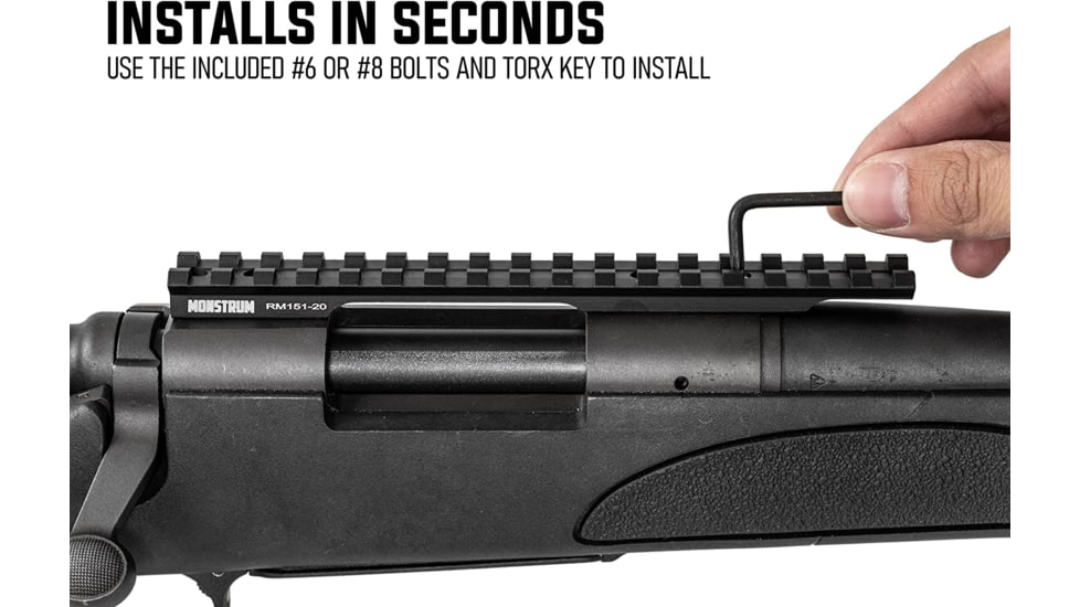 Monstrum Remington 700 Short Action 17-Slot Picatinny Rail, 20 MOA, Black, RM151-20