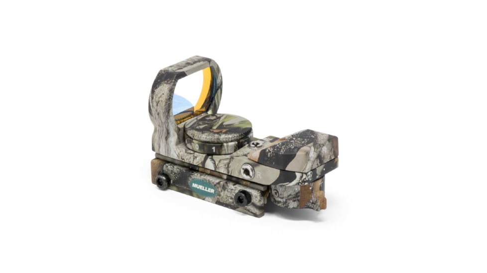 Mueller Optical 33mm Quick Shot 1MOA 3.25in Waterproof Red Dot Scope, Camo MQS12233