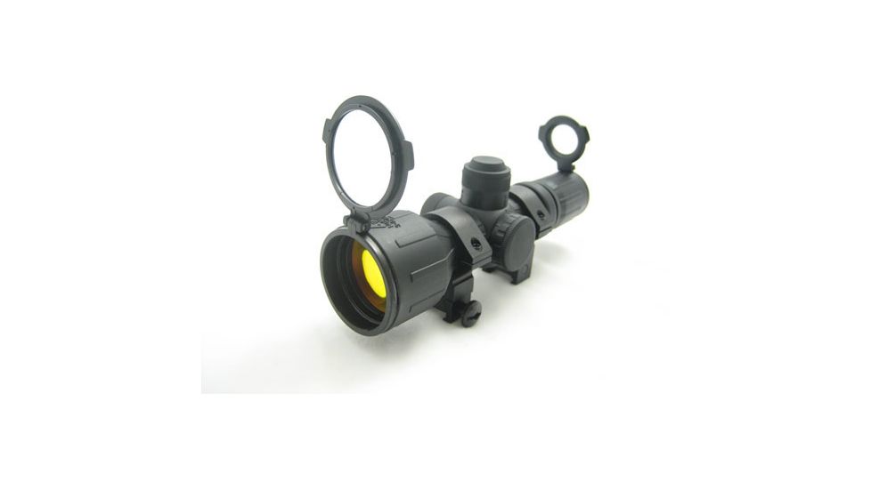 NcSTAR Illuminated Compact Rifle Scope - 3-9x42E Ill. Comp. Rubber Coated Scope / Ring / Ruby SECR3942R Rifle Scope