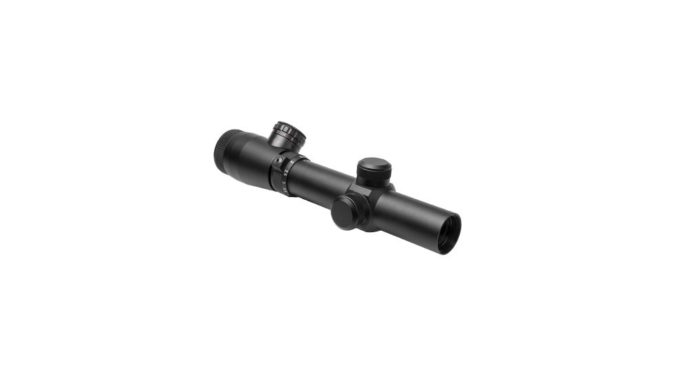 Ncstar Shooter I 1.1-4X24 Full Size Scope/Blue &amp; Red Ill./Mil-Dot/Green Lens, BLACK SEEFM11425G