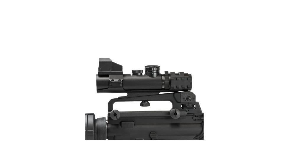 NcSTAR XRS Series 2-7x32 Compact Scope w/ Modular Upper Scope Rings, Black, Blue Ill. Mil-Dot/Waver SECXRSM2732G
