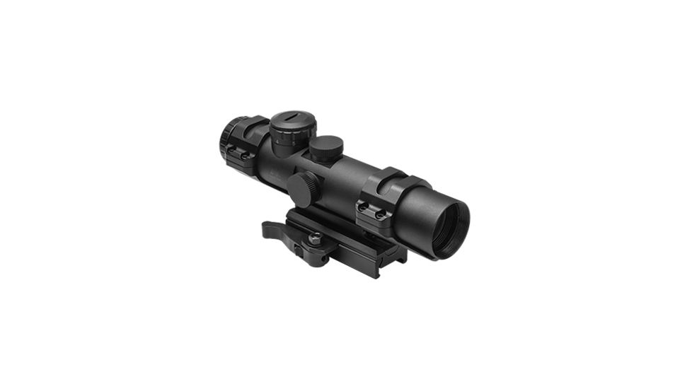 NcSTAR XRS Series 4x32 Compact Scope w/ Modular Upper Scope Rings, Black, Blue Ill. Mil-Dot/Waver SECXRSM432G