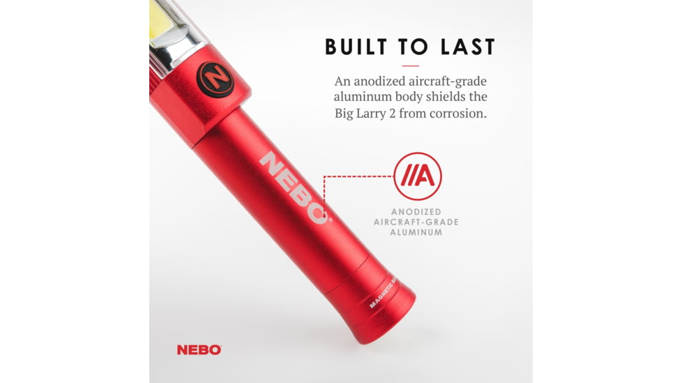 Nebo Big Larry 2 COB LED Flashlight, AA, White/Red COB, 500 Lumens, Red, NEB-WLT-0002