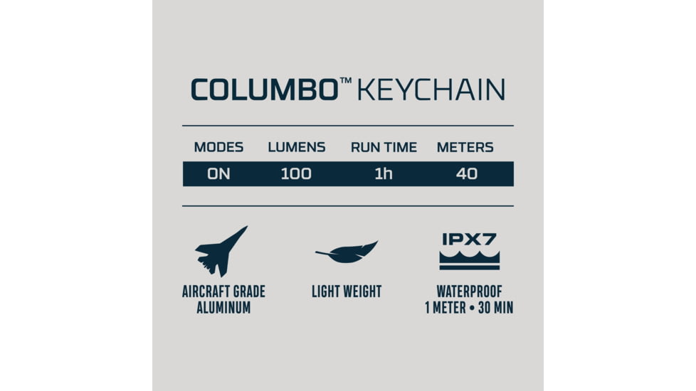 Nebo Columbo Keychain LED Flashlight, AAA, White, 100 Lumens, Black, NEB-POC-1003