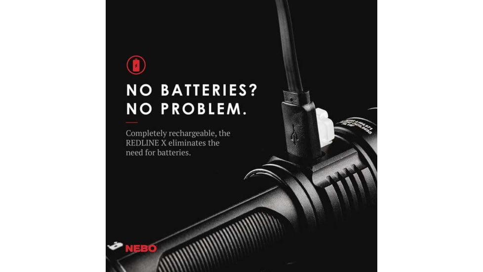 Nebo REDLINE X 1800 Lumen Rechargeable LED Flashlight, Black, NEB-FLT-0008