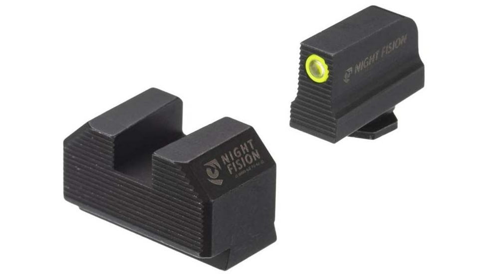 Night Fision Optics Ready Stealth Glock Night Sight Set, Glock 43/43x w/ 507k, Yellow Front Ring, Blank Rear Sight, GLK-003-290-297-YGZX