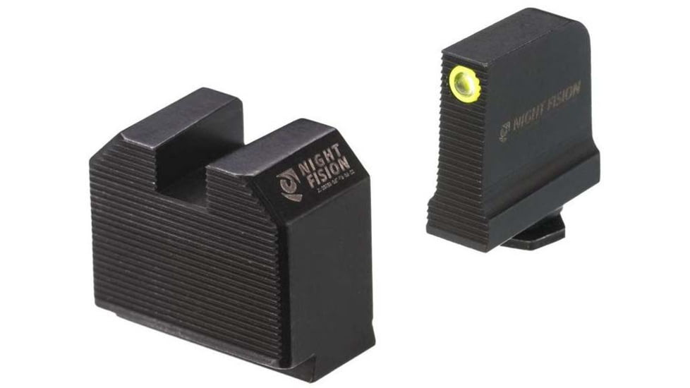 Night Fision Optics Ready Stealth Glock Night Sight Set, Glock 43/43x w/ RMRcc, Yellow Front Ring, Blank Rear Sight, GLK-003-465-472-YGZX