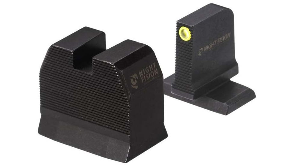 Night Fision Optics Ready Stealth Heckler &amp; Koch Night Sight Set, HK VP9 w/ DPP/509t/Acro, Yellow Front Ring, Blank Rear Sight, HAK-127-480-517-YGZX