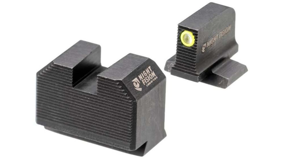 Night Fision Optics Ready Stealth Smith &amp; Wesson Night Sight Set, S&amp;W M&amp;P w/ RMR/507c/SRO, Yellow Front Ring, Blank Rear Sight, SAW-205-311-402-YGZX